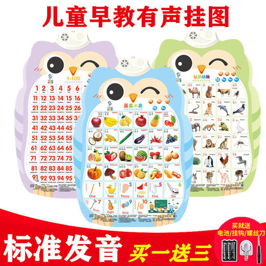 HKFZ Pinyin Bild Kinder Audio Early Education Voiceerkennung Alphabet Baby Aufklärung Kinderpunkt Lesen Wandspielzeug 2: Pinyin + Zahlen