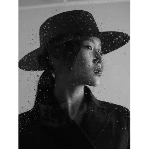 Pearl Diary设计师法式复古仿羊毛呢大檐礼帽女秋冬造型赫本风平顶 黑色10厘米帽檐礼帽 帽围(55-58)可调节
