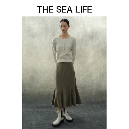 
THE SEA LIFE skirt for women Ou Hai Yisheng A-line skirt high waist fish tail skirt autumn and winter new style 13116 brown L