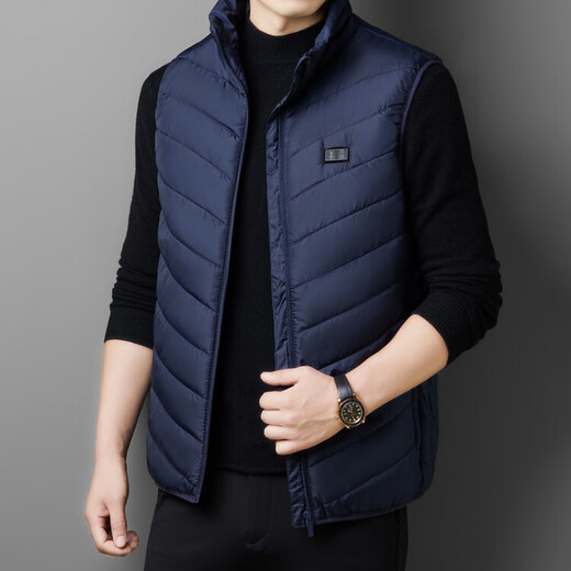 Hengyuanxiang Winter Smart Charging Heating Warm Cycling Heated Vest Graphene Electric Heating Temperature Control Stand-up Collar Men's Vest to Make Up for the Difference Upgraded Dual Control Equipped with 20,000 Battery Plus Velvet 2XL