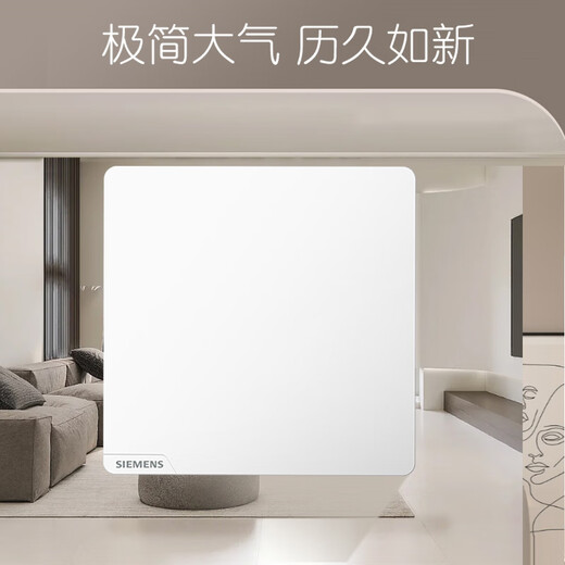 西门子开关插座皓彩米绒白肤感哑光白奶油风家用暗装面板无边框 斜五孔插座