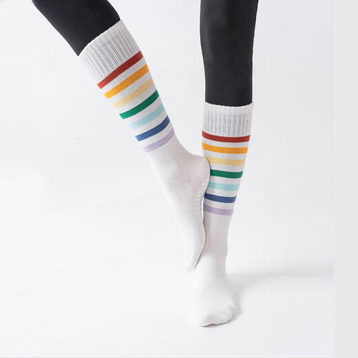 Huodiniao Yoga Socks Non-slip Professional Women's Autumn and Winter Long-Tube Pilates Special Socks for Adult Sports and Fitness Training Floor Socks. Optional Three Pairs Color Contact Customer Service for Notes