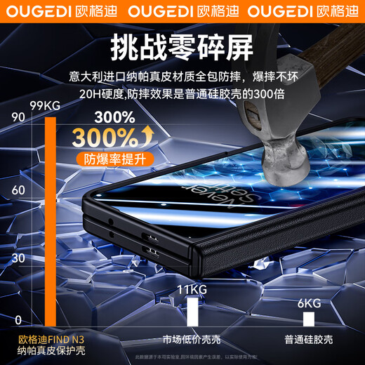 千望【35°防窥款丨无需贴膜】适用oppo find n3手机壳n3真皮保护壳铰链磁吸折叠屏全包防摔 Find N3【潜航黑】高清款丨壳膜一体丨头层牛皮