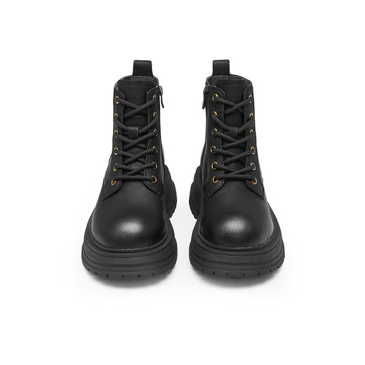 Tianmeiyi Frauenstiefel dicker alleinerer britischer Retro Sechs-Loch-Kurzstiefel für Frauen Martin-Stiefel modische Frauenschuhe KDX06DD4 Black (Samt) 37