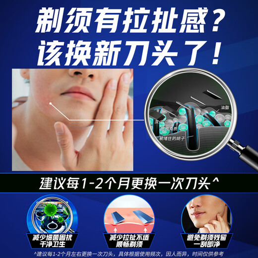 Gillette Blade Der Rasierer ist sauber und hinterlässt keine schwarzen Flecken. Die Rasierbehandlungshandbuch Rasierklinge adaptiert an den 5-Schicht-5-Schicht-Blade-Kurzkopf von 5 Zhishun. Feigi