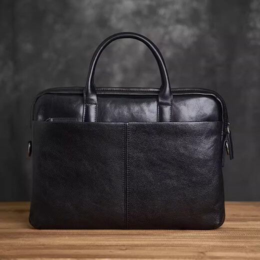 GUFANTI genuine first-layer cowhide briefcase men's large-capacity business trip laptop bag Father's Day gift for husband Black genuine first-layer cowhide medium bag 14 inches