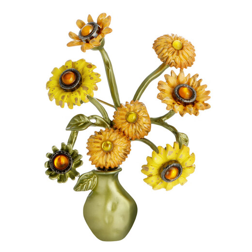 LEMIAO Van Gogh sunflower brooch oil painting feeling forest retro plant collar pin gift new niche design autumn 8 flower style A26-308