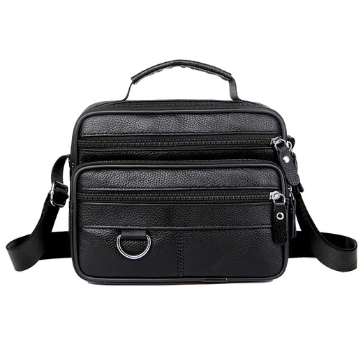 Coole Känguroo -Umhängetasche Herrenleder vertikaler Business Crossbody -Tasche für Männer lässig Cowhide Outdoor neuer Stil tragbarer Rucksack Trend Black 719