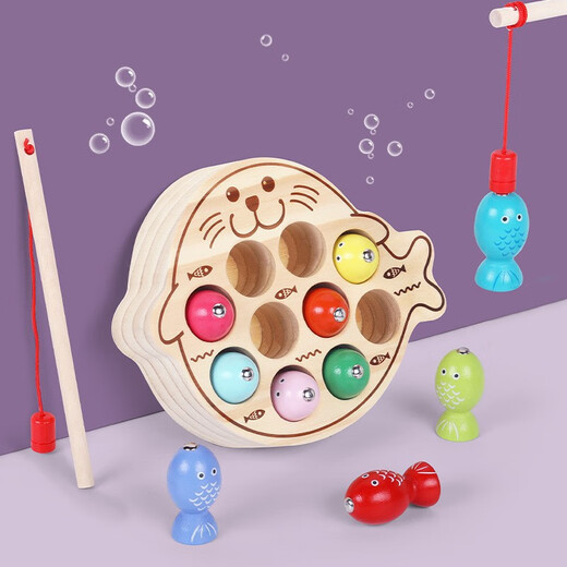 Fun Die de educación temprana para niños Gatito pesca de gatito Coda de pesca Desarrollo de inteligencia Enfoque Entrenamiento de escritorio juguete de madera Pesca de ohye-dinosaur 0.54