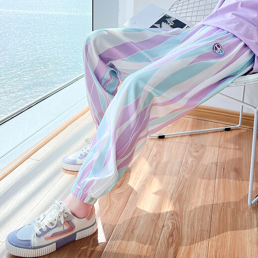 智兜兜夏季女童套装休闲运动儿童短袖夏装两件套运动新款中大童薄款童装 5671撞色+9731紫色 150 CM