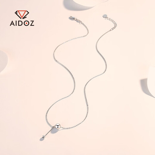 Aido diamond pt950 platinum necklace for women platinum with ball Bing fashion set chain tassel pendant gift for girlfriend weight 4.7-4.9g length 43+3cm