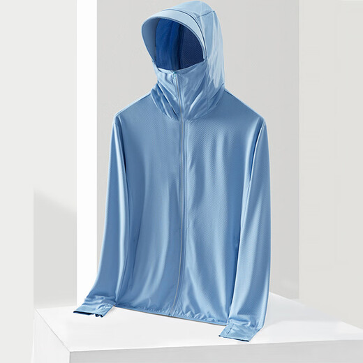 Jia Diao Ni sun protection cool fishing clothing jacket ice cooling ice mesh thin sun protection clothing outdoor travel cycling fashion sky blue 3XL