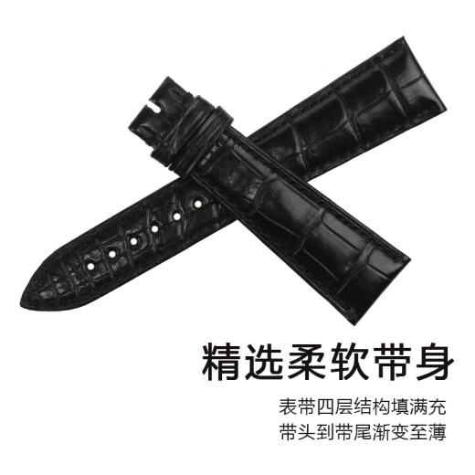 艾尚真（I SUNZUN）适用宝玑传世系列手表真皮表带鳄鱼皮表带7057 7097 7027男手表带 黑色黑线竹节纹鳄鱼皮 21mm