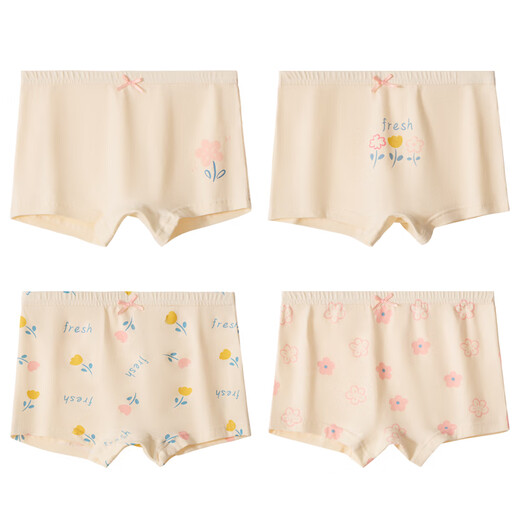 Catman 10A antibacterial + mulberry silk crotch children's underwear girls summer pure cotton shorts development period boxer briefs