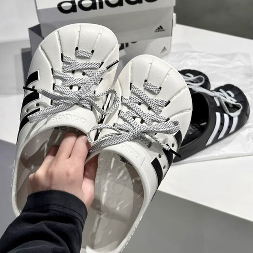 阿迪达斯 （adidas）三叶草拖鞋男鞋2025夏季新款贝壳头运动拖鞋休闲沙滩凉拖包头凉拖 JH9849白色 42