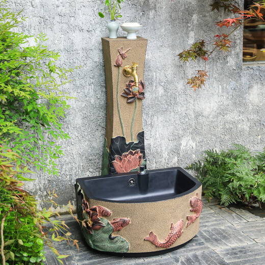Zhishi new Chinese style vertical faucet outdoor courtyard mop pool villa garden column anti-freeze crack floor water bolt watering flowers W017-1 Yuyue lotus pond mop pool A type