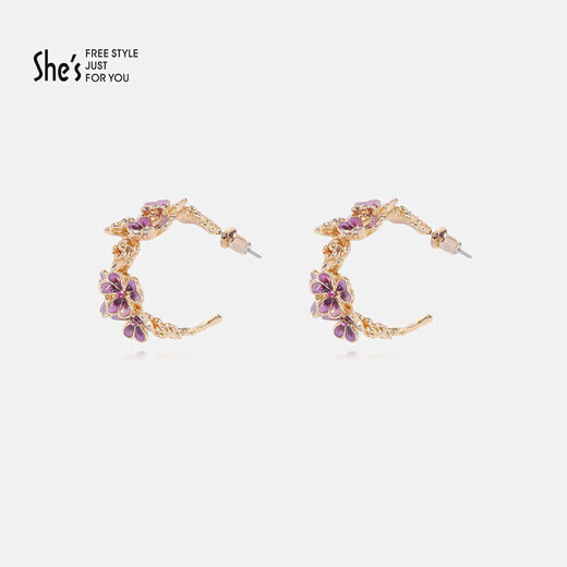 She s Qianzi handmade light luxury fashionable oil drop earrings Van Gogh iris flower earrings female birthday gift for girlfriend