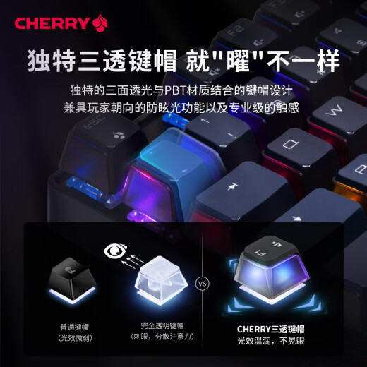 CHERRY樱桃键盘 MX8.2 XAGA曜石定制键盘 机械键盘无线 三模键盘 客制化电竞键盘办公游戏 高端旗舰键盘 粉色朝霞 银轴（MX2A轴)