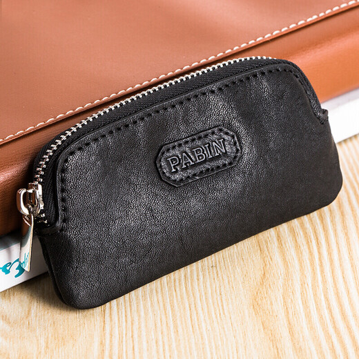 Bolsa de llave de pabina, billetera de cupón multifunción plantada de coches de primera capa, bolsa de cupón multifunción, bolso pequeño universal masculino y femenino PB517 negro