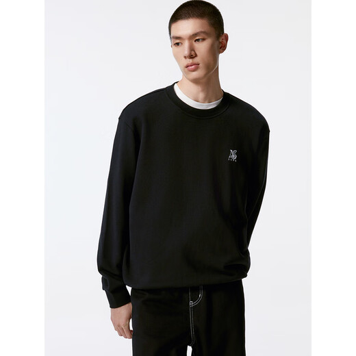 GXG men's black letter pattern round neck sweatshirt men's 24th autumn new arrival black 175/L