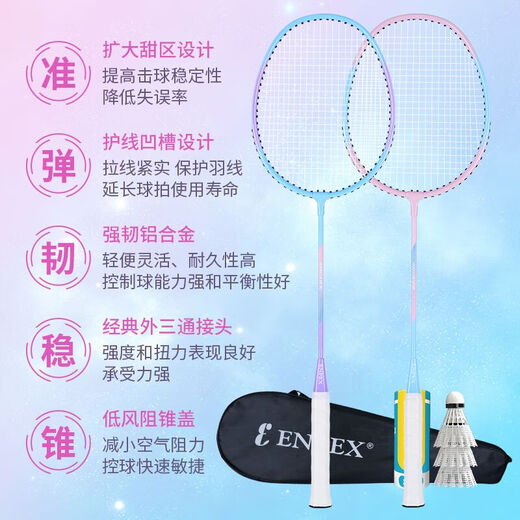 ENPEX乐士羽毛球拍双拍 耐打学生成人对拍 ART-80 附101-3羽毛球
