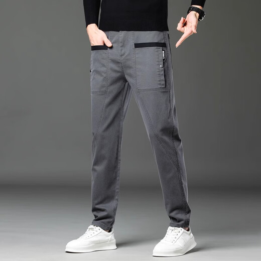 Yalu Plus-Samt-Hose für Männer im Herbst und Winter Neue trendige warme Casualhosen für Männer für Männer große Stretch-Gerade Hose D829 Grau [hohe Qualität von plus Samt] 40 31 empfohlen 125-140jin [Jin gleich 0,5 kg]
