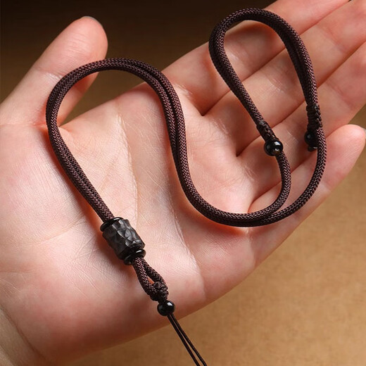 Jingji pendant rope pendant lanyard hand-woven ebony rope jade pendant for men and women Hetian jade pendant rope jade rope ebony lanyard 3mm black style
