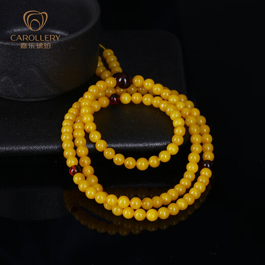 Jiale Amber Beeswax Bracelet 108 Rosary Beads Women's Old Wax Beads Multi-circle Bracelet Chicken Oil Yellow Amber Jewelry 108 Pieces About 9g/A0187