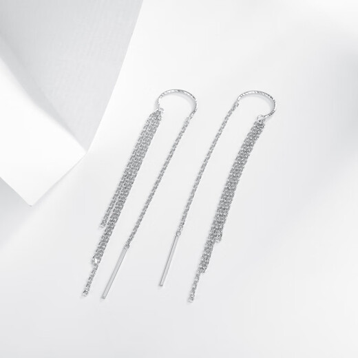 Suhan Platinum Ear Wire PT950 Platinum Fashion Tassel Long Ear Wire Ear Plug Feminine Tassel Ear Wire 2.87g