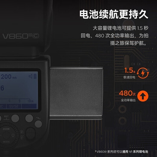 Godox v860 third generation flash camera on-camera flash trigger high-speed synchronized fill light outdoor shooting light camera hot shoe light automatic metering outdoor portable outdoor shooting light square lamp head V860III flash suitable for Canon