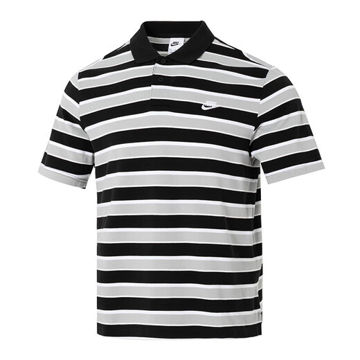 Nike kurzärmelige Herrenkleidung 2024 Sommer Neue Outdoor-Fitness Sportbekleidung Polo-Hemd Streifen vielseitige Lappel-Freizeit-T-Shirt FN3897-010/Baumwoll/Stickloggo L.