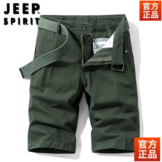 JEEP SPIRIT纯棉短裤男士夏季六分裤工装马裤运动休闲裤中青年薄款休闲裤男潮 17152-军绿色 28