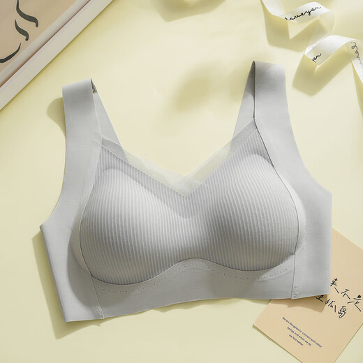 Gujin levantando sujetador de recolección de copa fija para mujeres con senos grandes que muestran una ropa interior pequeña en verano delgada y suave soporte sin rastros, hermosa espalda azul l l