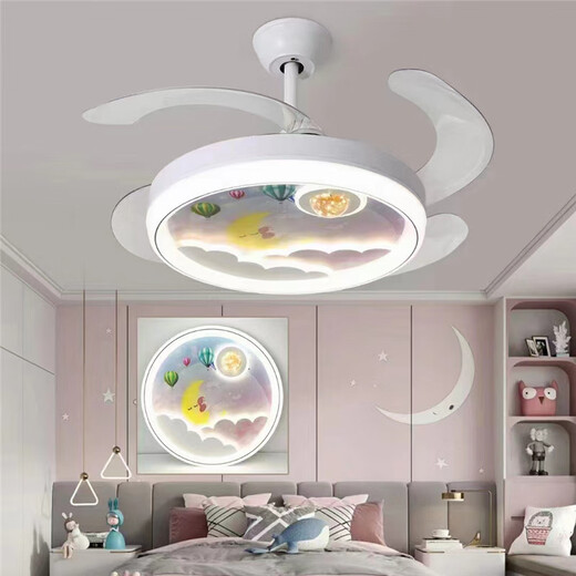 XMSJ Kinderzimmer Unsichtbares Lüfter Licht Modernes einfaches Wohnzimmer Schlafzimmer Dining Studie LED LED LEGING Variable Variable Lüfter Kronleuchter 9922 Modell 42-Zoll