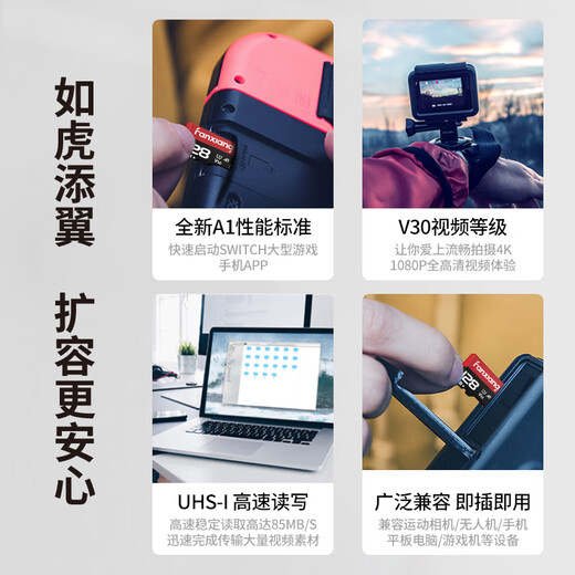 梵想（FANXIANG）64GB TF（MicroSD）存储卡 V30 行车记录仪＆安防监控摄像头专用内存卡 高速耐用 读速85MB/s K1