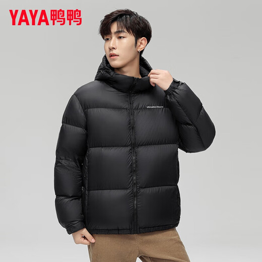 鸭鸭（YAYA）羽绒服男短款2024冬季新款加厚潮流面包服休闲百搭外套 黑色 XL (180)
