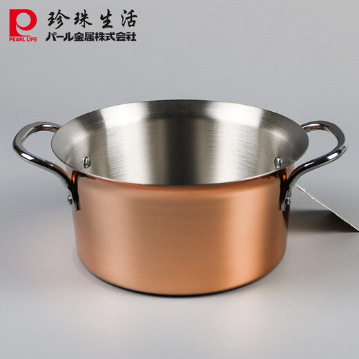 珍珠生活（PearlLife）日本原装进口铜油炸锅铜锅家用天妇罗油炸锅炖汤锅小奶锅14-16cm 铜油炸锅汤锅 20cm HB-1381无滤网14cm