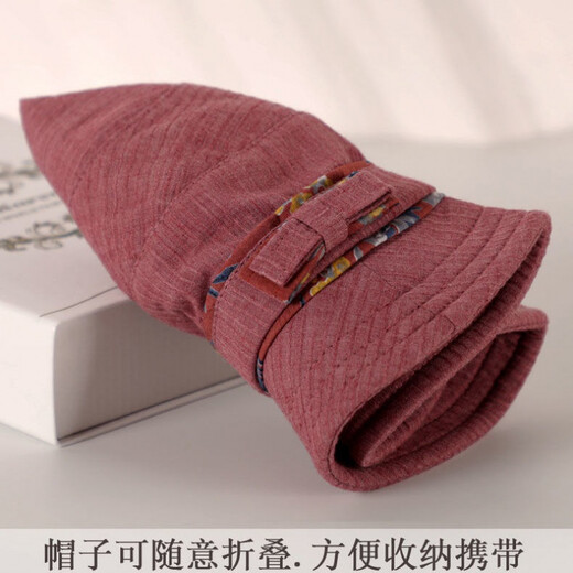 UKCF old lady hat summer thin middle-aged women's hat spring and autumn cloth hat mom basin hat elderly fisherman hat casual old man hat grandma sun hat leather red 55-58cm adjustable