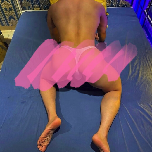 Men's underwear thong white low-waist breathable nylon solid color sexy briefs seamless buttocks exposed small underwear white L