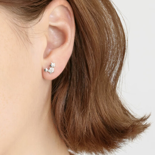 Chow Sang Sang (CHOW SANG SANG) platinum earrings love secret five-pointed star platinum single-sided earrings for men and women 89814E