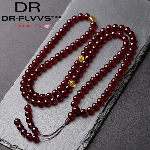 Fat Donglai's same style blood amber bracelet Myanmar 108 Buddha beads beeswax model for men and women amber multi 108 beeswax 10mm