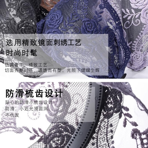 Bai Shilin Lace White Hair Covering Artifact Wide-Border Embroidered Headband Women's High-end Hairband Going Out Women's High-end Headband Headband Rose Lace Purple