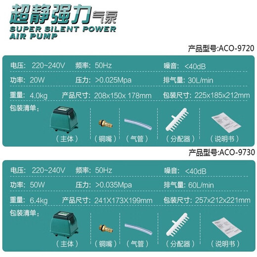SHANGDAO TANQUERA DE PESCADO LA BOMBA DE OXIGEN ATMOSFERICO BAJO EXTERIOR PESO DE PESCO DE PESTRAS DE AVIACIÓN DE AVIACIÓN HOMBRA ACUADIO ACUARIO AGENTE DE OXÍGENA ACO9720-20W PAQUETE