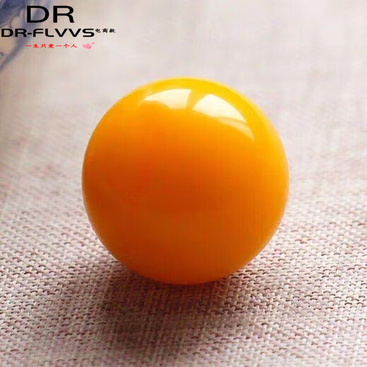 Chuji Lao Phoenix Gold Store high-quality beeswax single bead chicken oil yellow amber round beads loose beads white nectar bracelet with bead bracelet full honey chicken oil yellow 18mm 1 piece