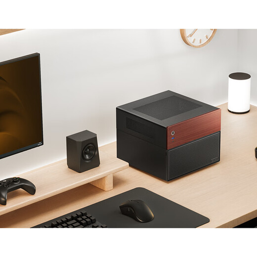 JONSBO N4 black NAS case (M-ATX motherboard/SFX power supply/walnut wood trim/division structure/6 large and 2 small hard drive bays/120mm*1 fan)