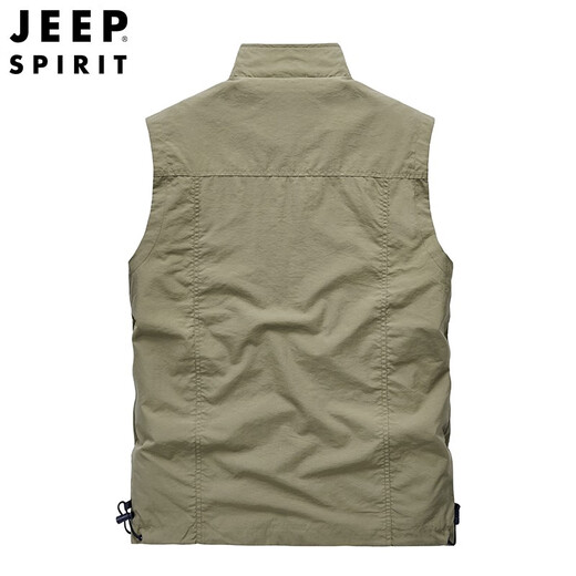 
Jeep (JEEP) vest men's autumn and winter outdoor leisure double-sided multi-pocket workwear vest loose stand collar men's fishing horse clip thin model 9898 khaki (spring and autumn) 2XL (recommended 145-160 Jin [Jin equals 0.5 kg])