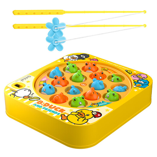 B.DUCK Children's Fishing Toy Magnetic 3 Baby Intelligence Brain Hand and Eye Coordination Focus Training Electric Music Rotation