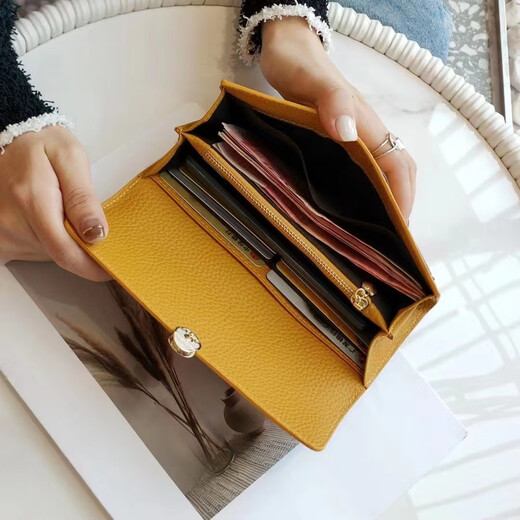 Casa-kupsck bolso de embrague nuevo para mujeres de cuero amarillo de cuero larga de cuero largo billetera de cuero suave colon