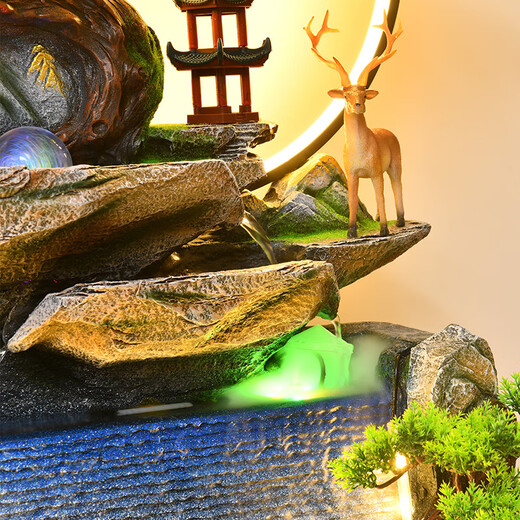 善水源高山流水摆件循环水幕墙客厅落地办公室玄关招财风水轮高端开业 善水源-似水映月-小号