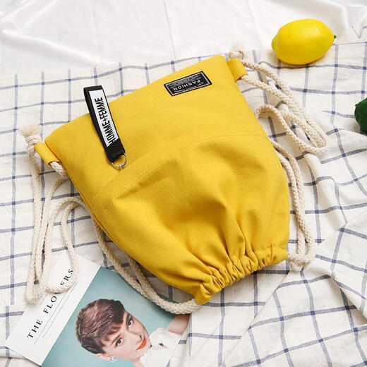 Canvas Drawstring Pocket Fitness Large Capacity Drawstring Backpack Student School Bag Women's New Backpack Men's Travel Sports Bag White